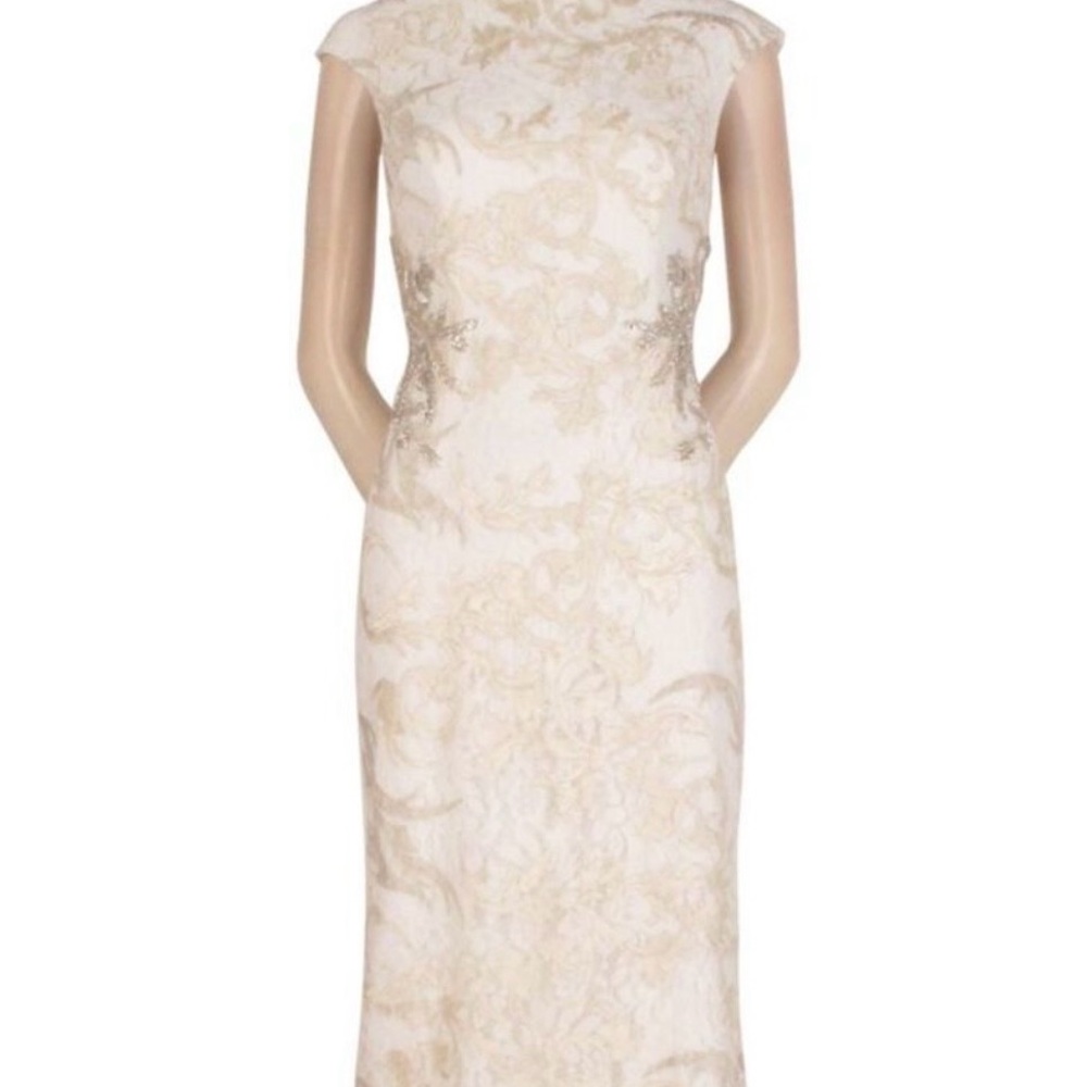 ADRIANNA PAPELL Womens Ivory
Cap Sleeve Below the Knee
Cocktail Sheath Dress 20